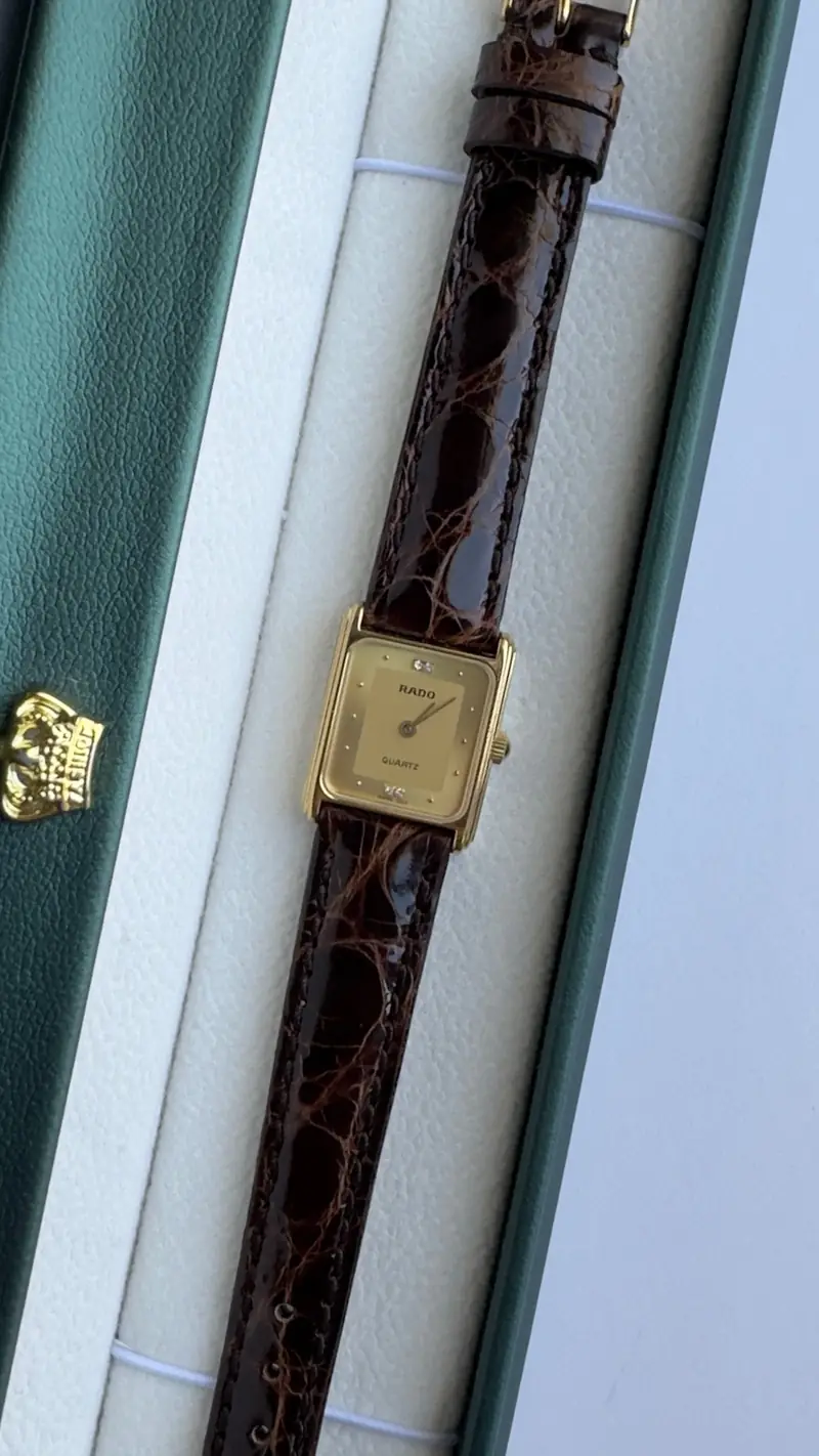 Rado Rectangular Gold-Tone Diamond Marker Watch — image 4