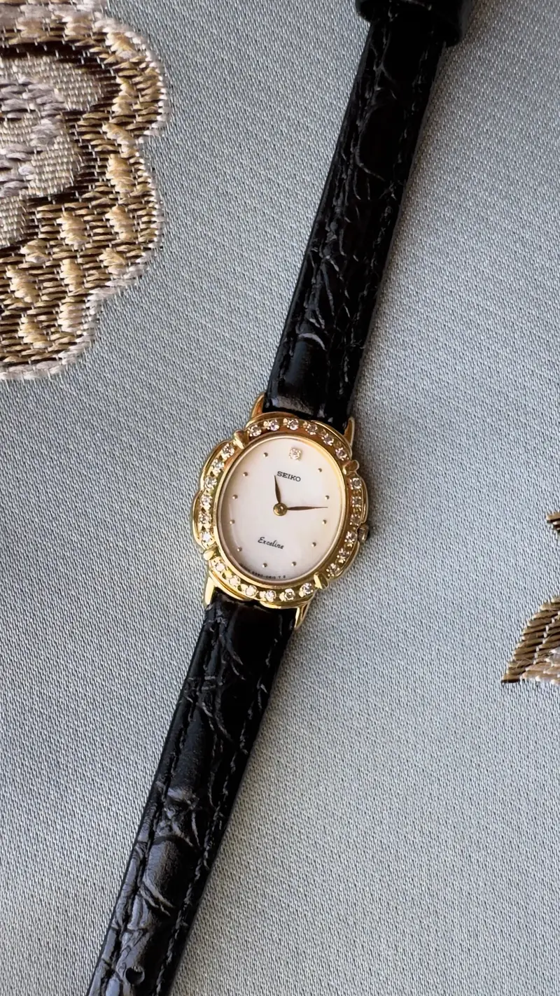 Seiko Exceline Diamond-Set Gold-Tone Watch