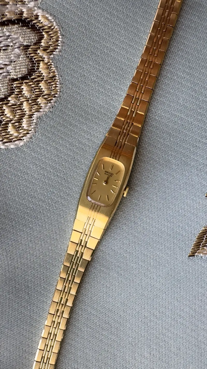 Seiko Gold-Tone Rectangular Integrated Bracelet Watch