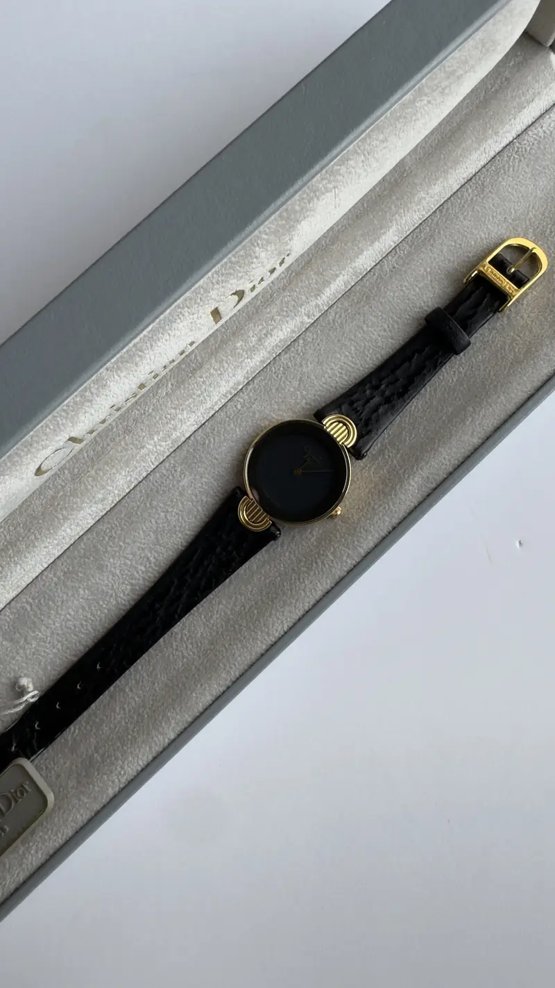 Christian Dior Round Gold Watch with Black Dial