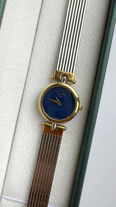 Elegant Christian Dior Blue Dial Watch with Gold Case 3