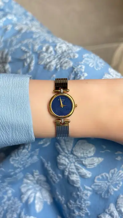 Elegant Christian Dior Blue Dial Watch with Gold Case 7