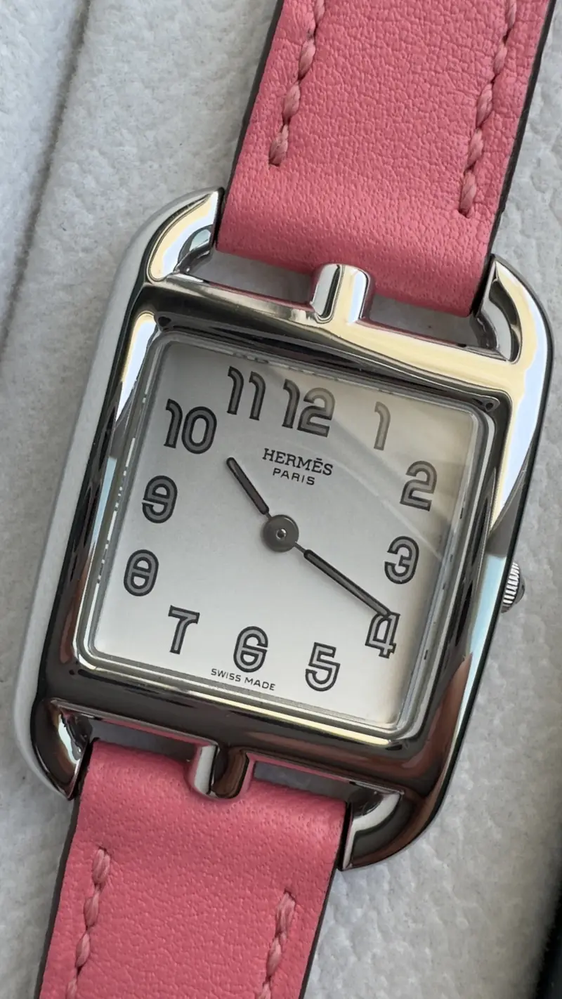 Hermes Cape Cod Pink Strap with Silver-Toned Case — image 2