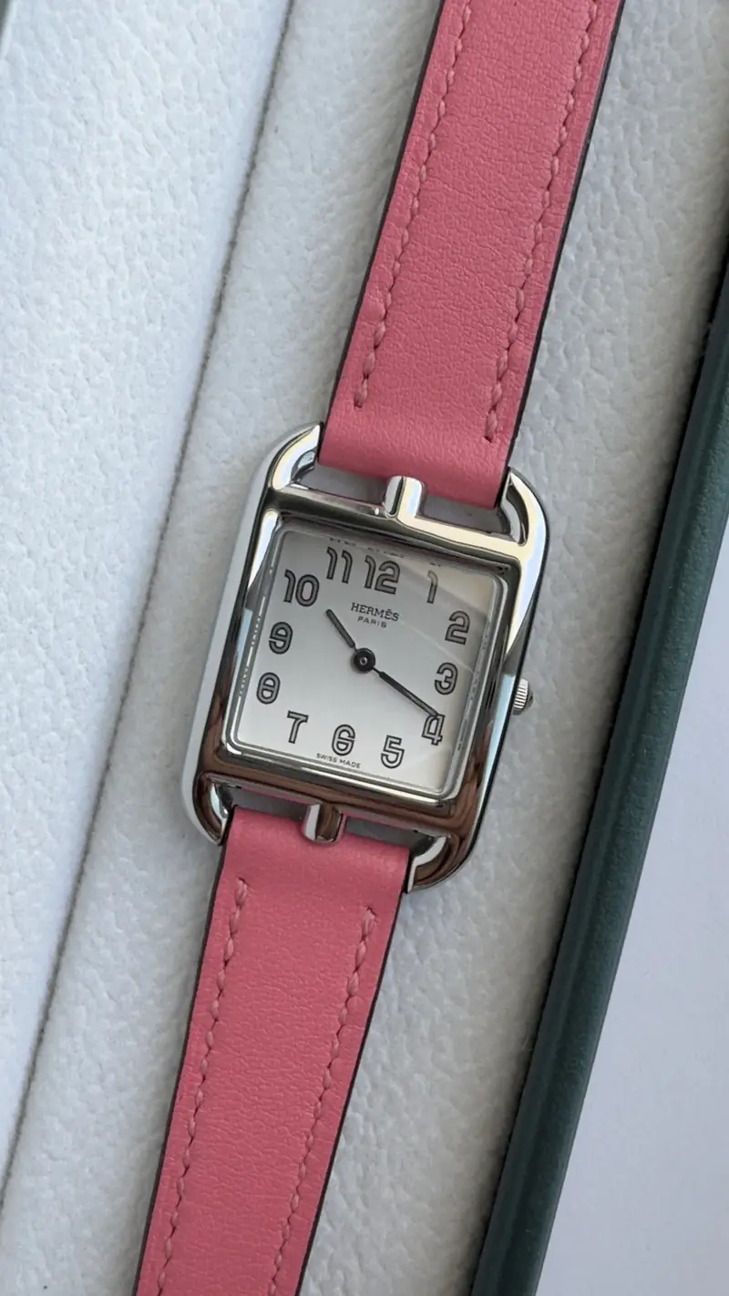 Hermes Cape Cod Pink Strap with Silver-Toned Case — image 3