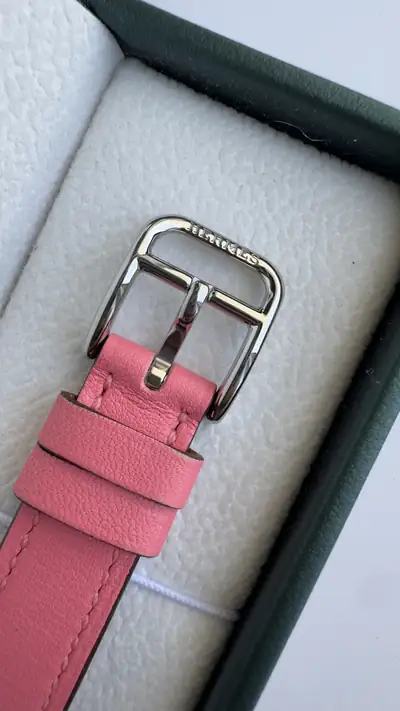Hermes Cape Cod Pink Strap with Silver-Toned Case 6