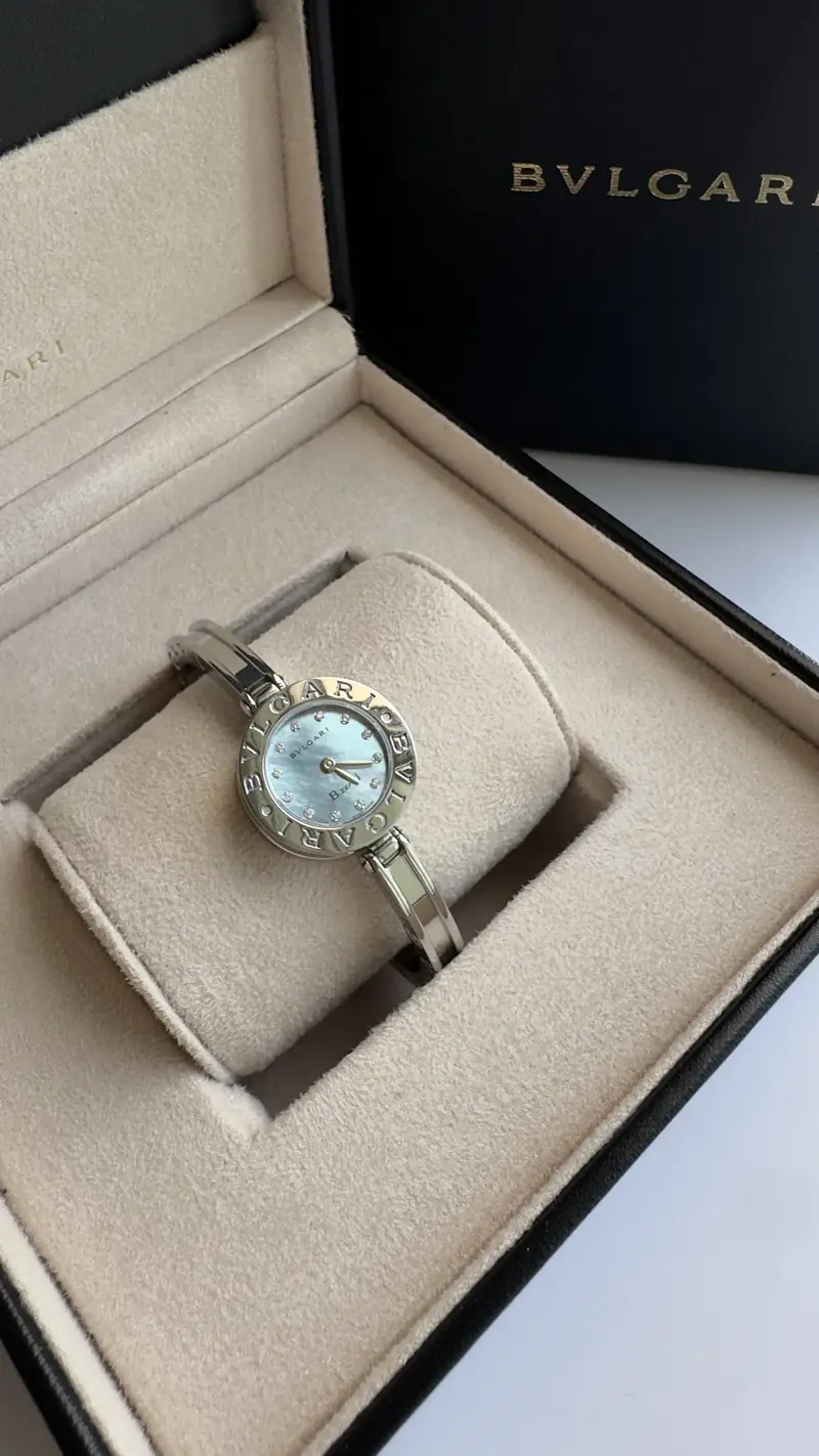 Bvlgari B.zero1 Bangle Watch with Blue Mother of Pearl Dial
