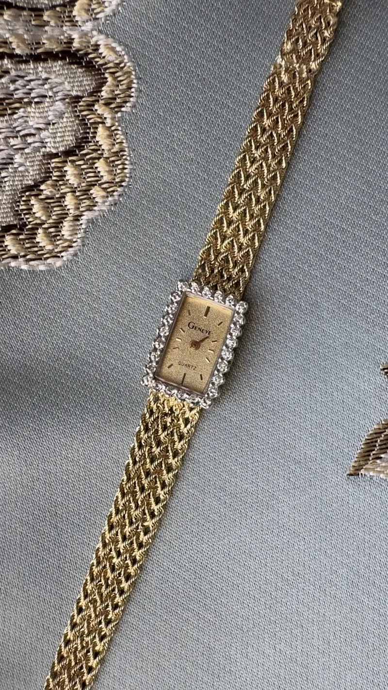 Vintage 14k Gold Diamond Geneva Watch