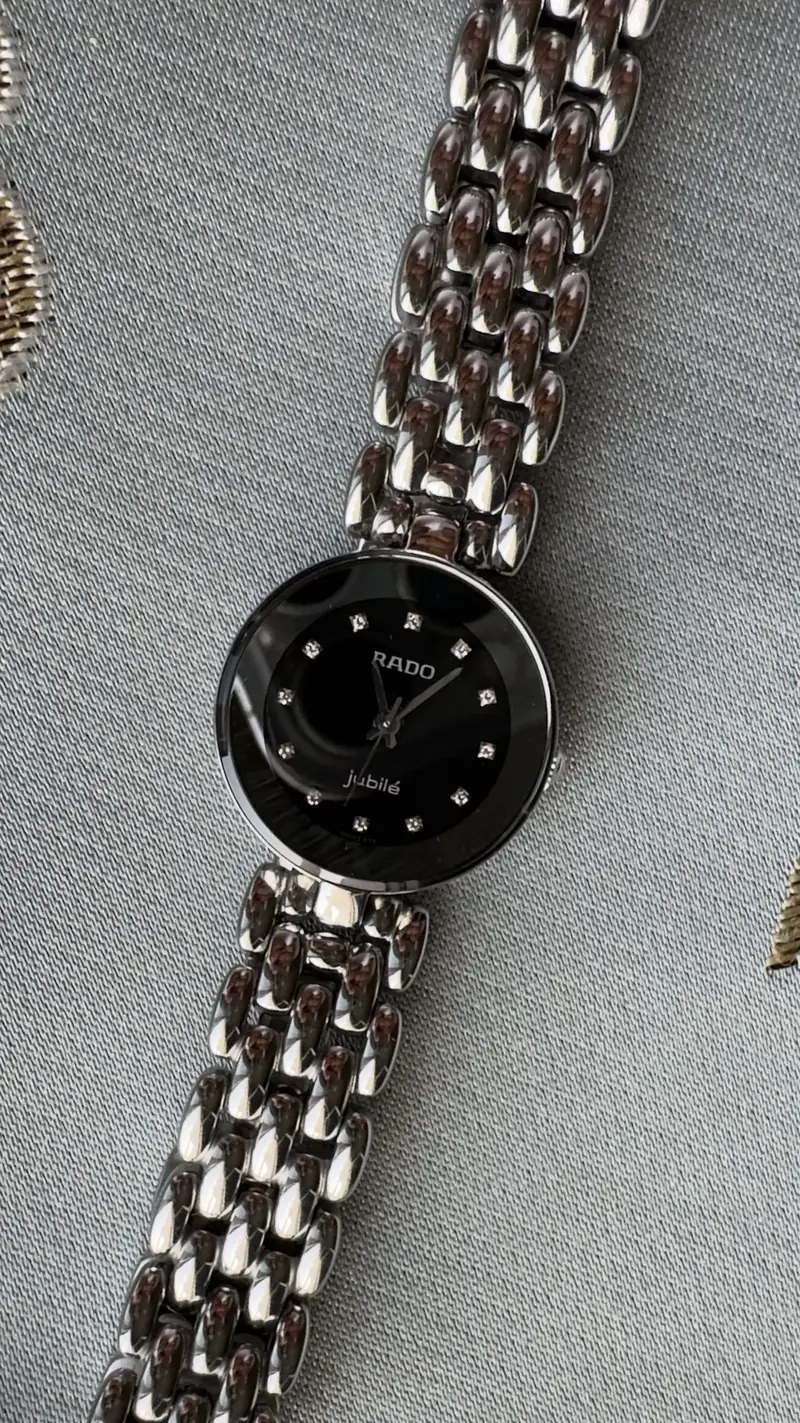 Sophisticated Rado Jubilé Black Dial Diamond Hour Markers Watch