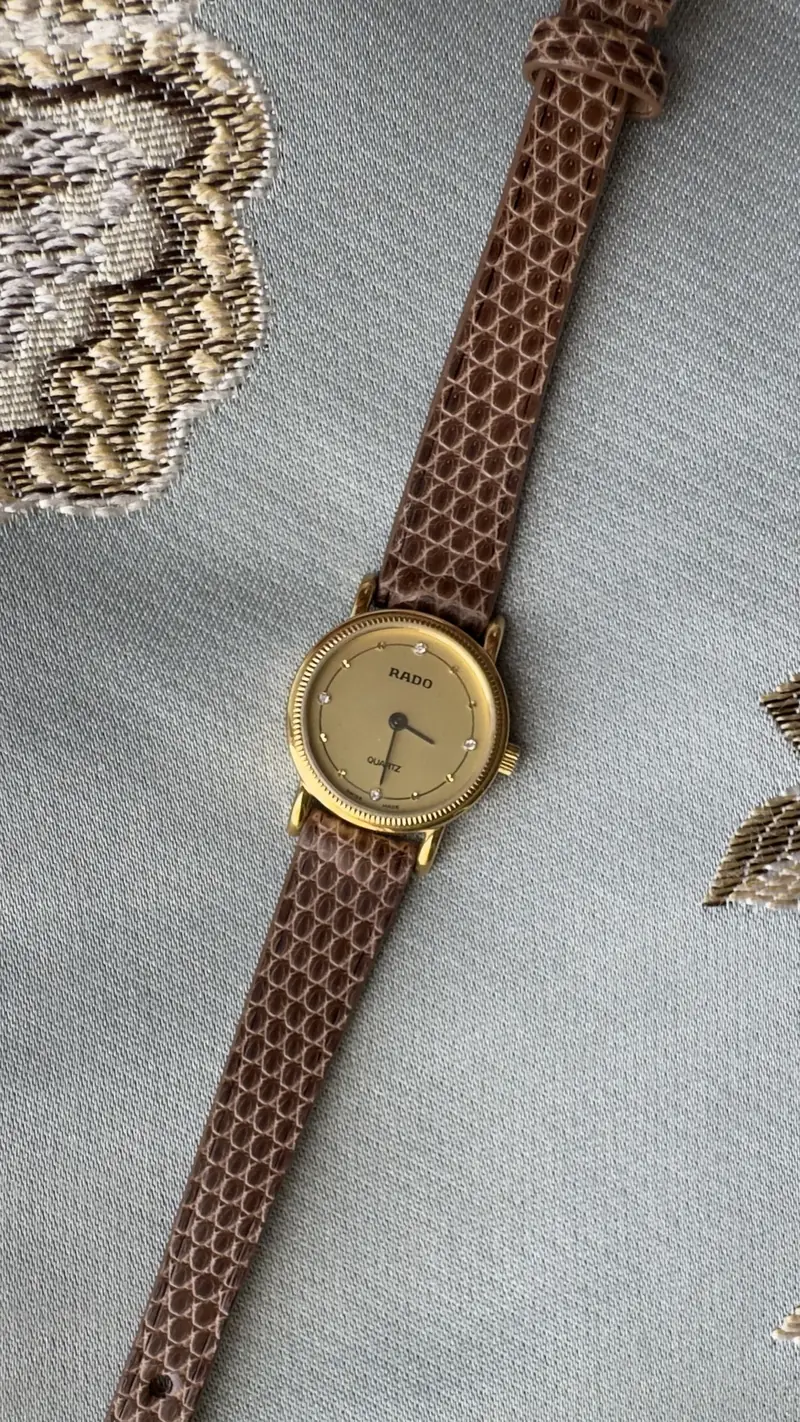 Elegant Rado Diamond Dial Lizard Strap Watch