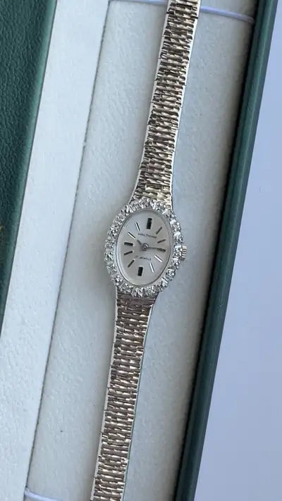 Waltham Diamond-Set Oval Silver-Tone Bracelet Watch 4