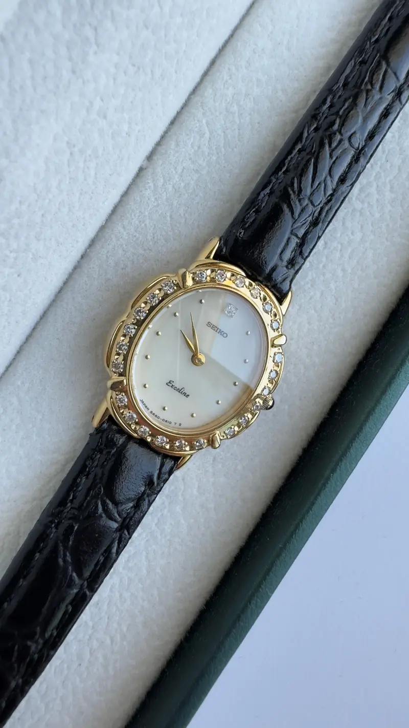 Seiko Exceline Diamond-Set Gold-Tone Watch — image 7