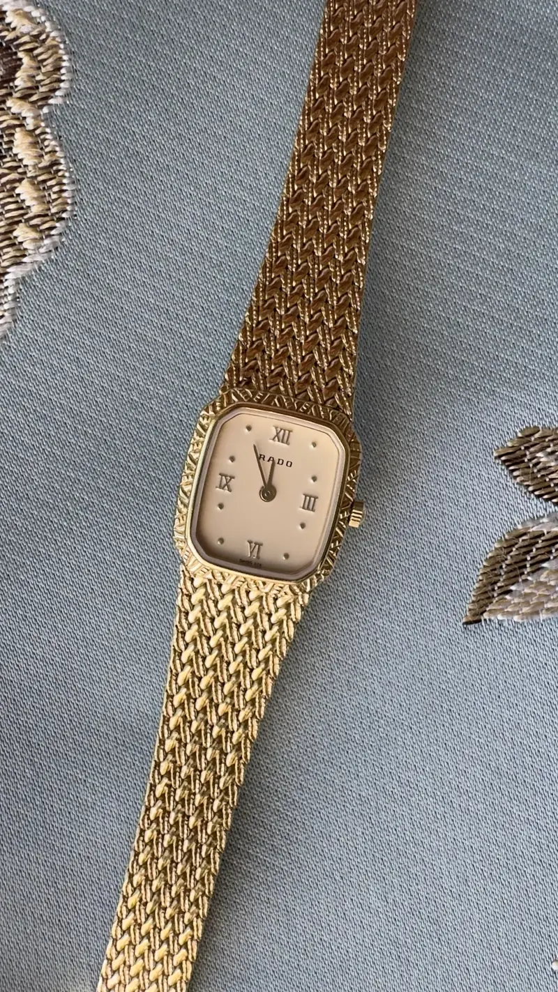 Rado Roman Numeral Gold-Tone Woven Bracelet Watch