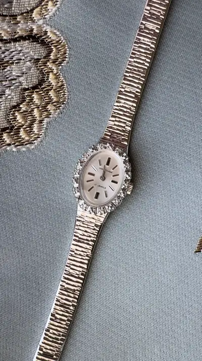 Waltham Diamond-Set Oval Silver-Tone Bracelet Watch 1