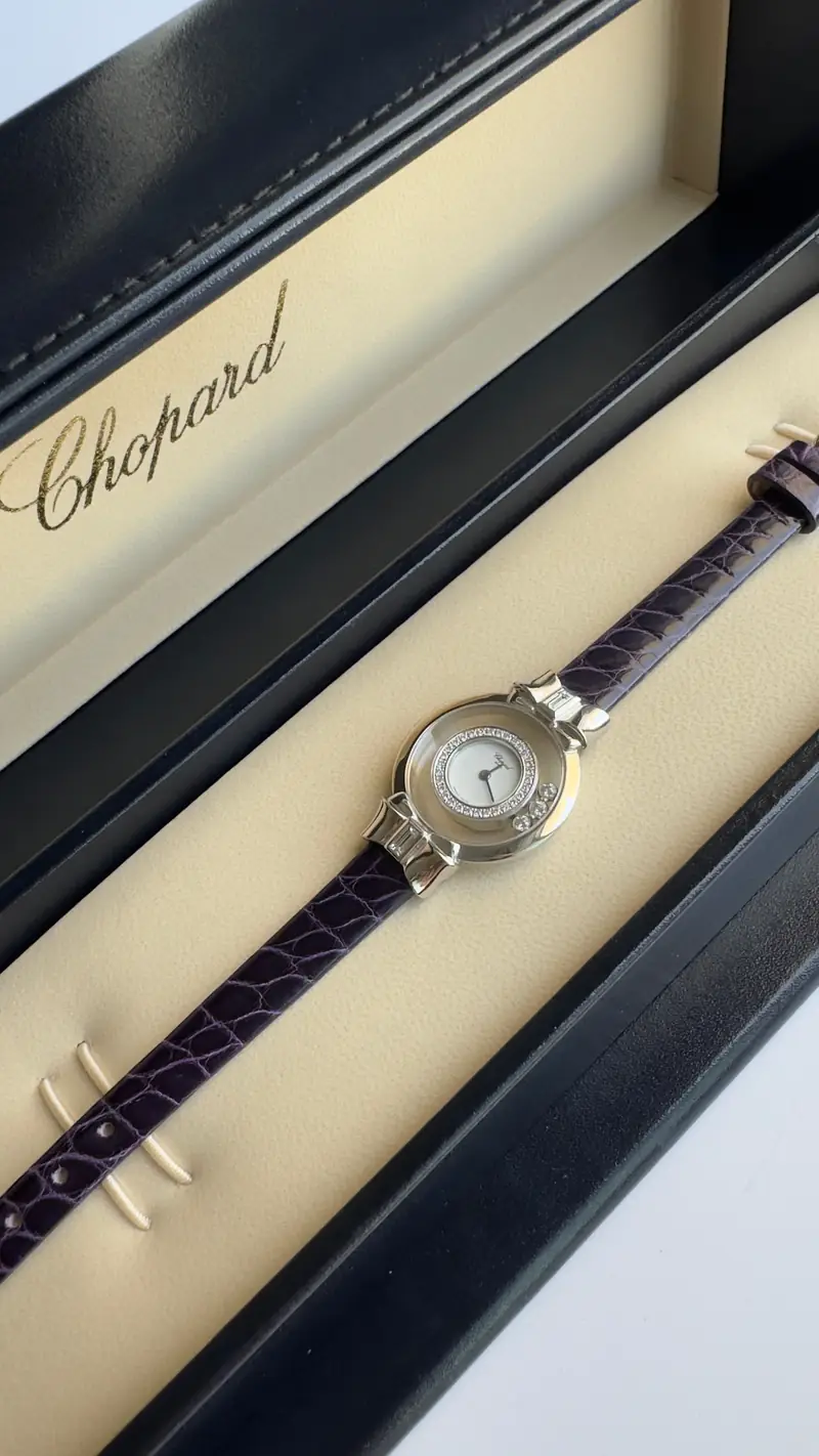 Chopard Happy Diamonds Rare Bow Design 18K White Gold Watch