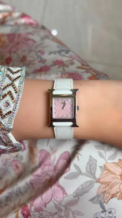 Hermès H Watch Small Model Pink Diamond Dial 8
