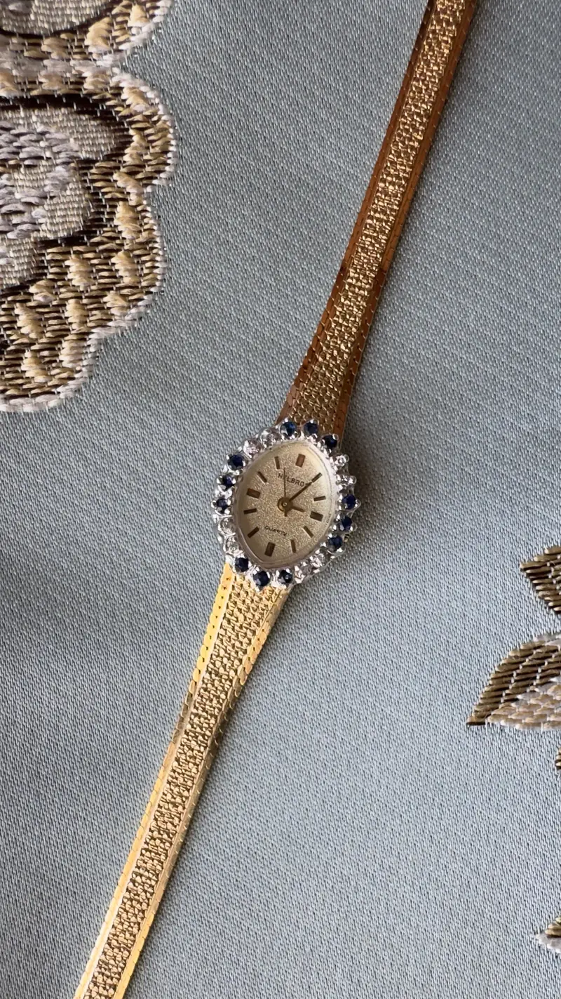 Helbros Diamond & Sapphire Oval Bracelet Watch