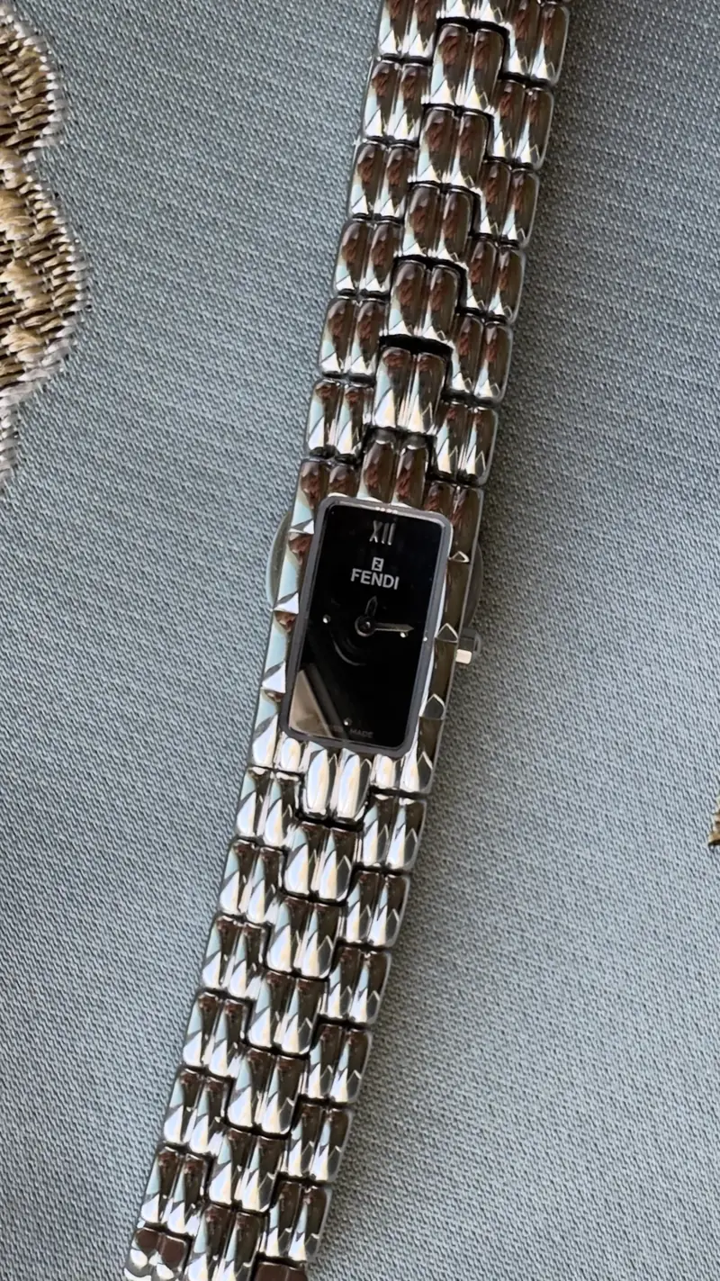 Fendi Sculpted Bracelet Watch with Dark Dial