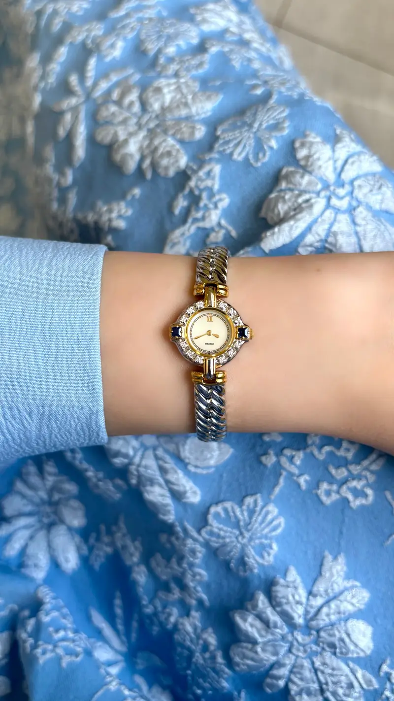 Seiko Diamond & Sapphire Two-Tone Bracelet Watch — image 8