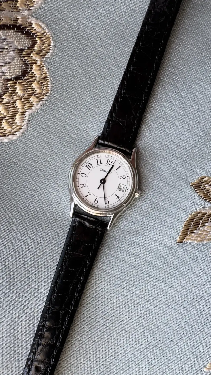 Tiffany & Co. White Dial Black Strap