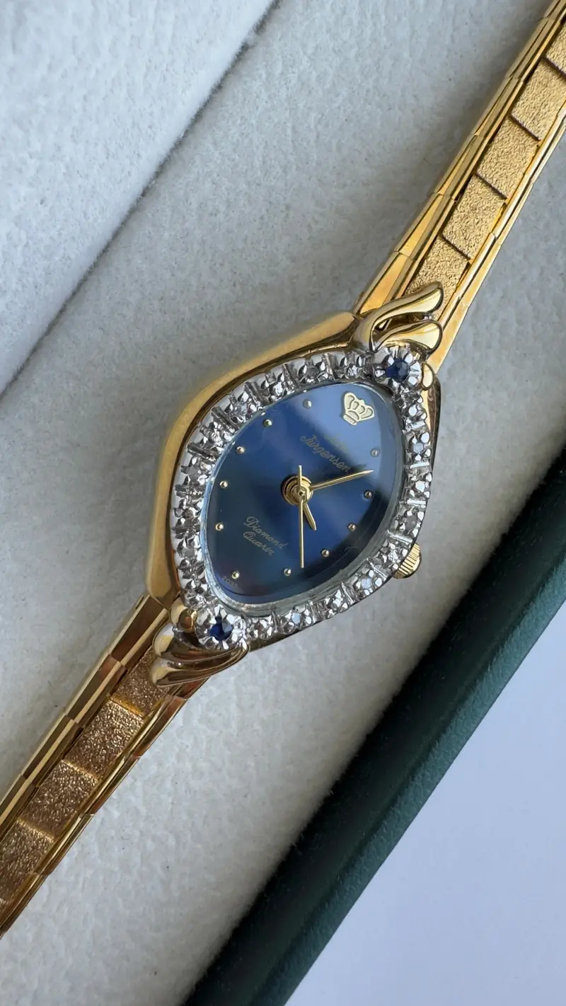 Jules Jurgensen Diamond-Set Blue Dial Gold-Tone Bracelet Watch — image 7