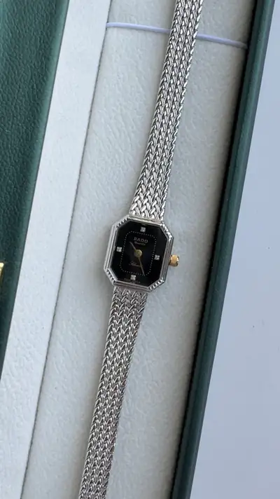 Rado Black Dial Woven Bracelet Watch 5