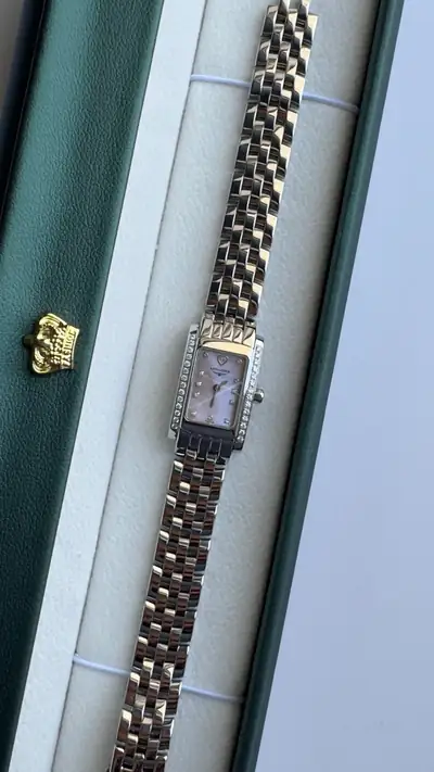 Longines Diamond-Set Pink Mother-of-Pearl Rectangular Watch 5
