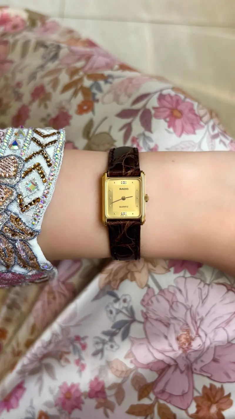 Rado Rectangular Gold-Tone Diamond Marker Watch — image 7
