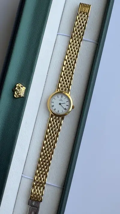 Omega Roman Numeral Gold-Tone Bracelet Watch 5