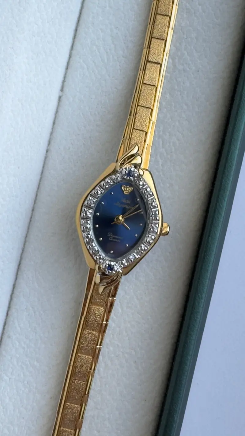 Jules Jurgensen Diamond-Set Blue Dial Gold-Tone Bracelet Watch — image 3
