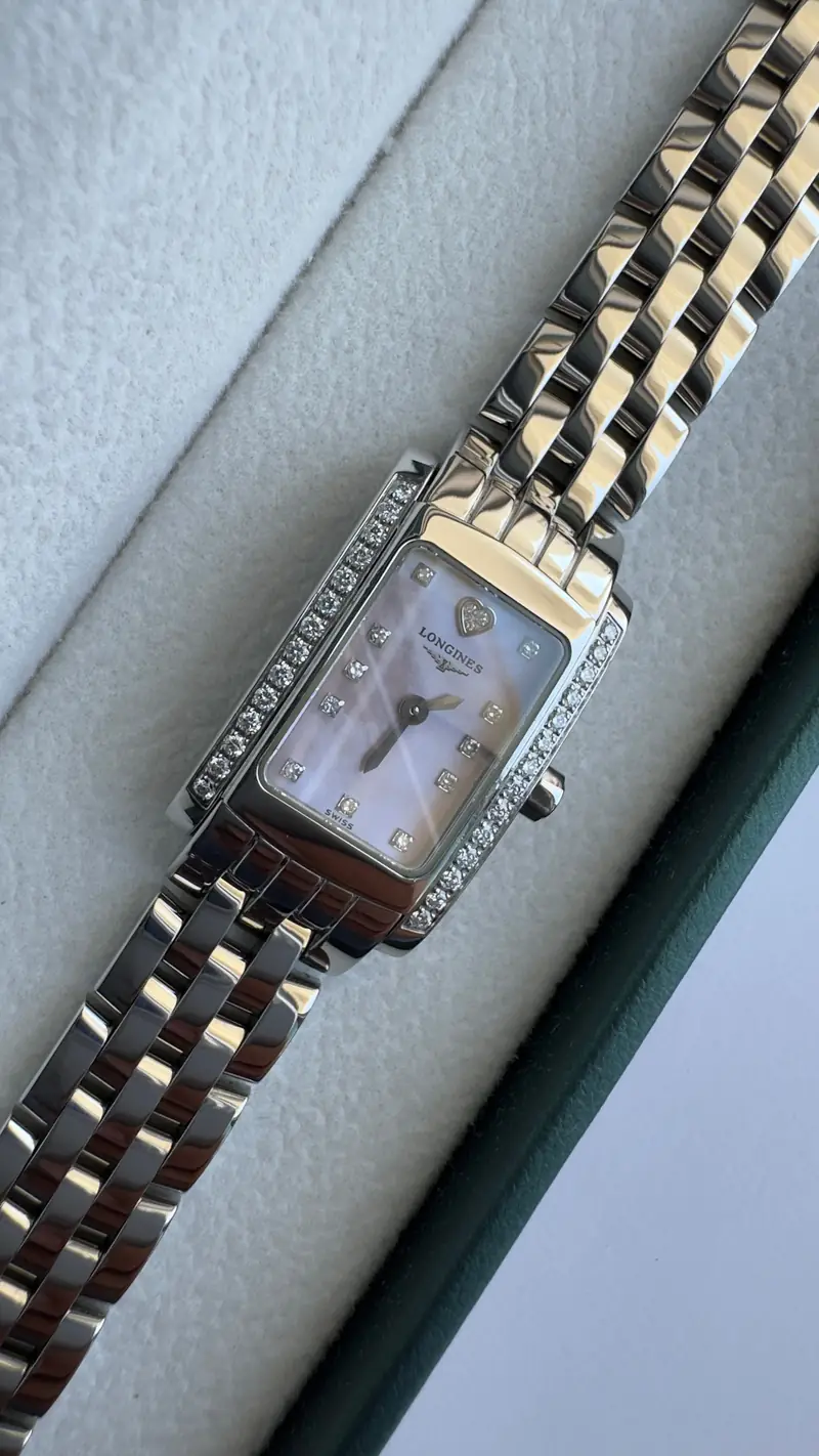 Longines Diamond-Set Pink Mother-of-Pearl Rectangular Watch — image 7
