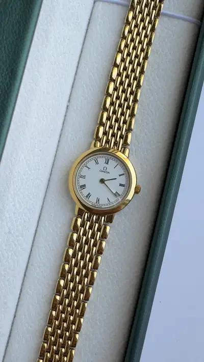 Omega Roman Numeral Gold-Tone Bracelet Watch 4