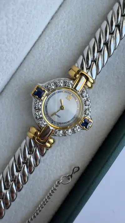 Seiko Diamond & Sapphire Two-Tone Bracelet Watch 7