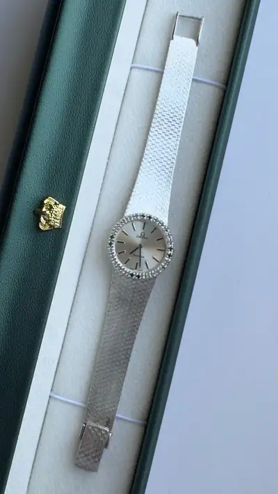 Omega Genève Diamond & Emerald Silver-Tone Bracelet Watch 5