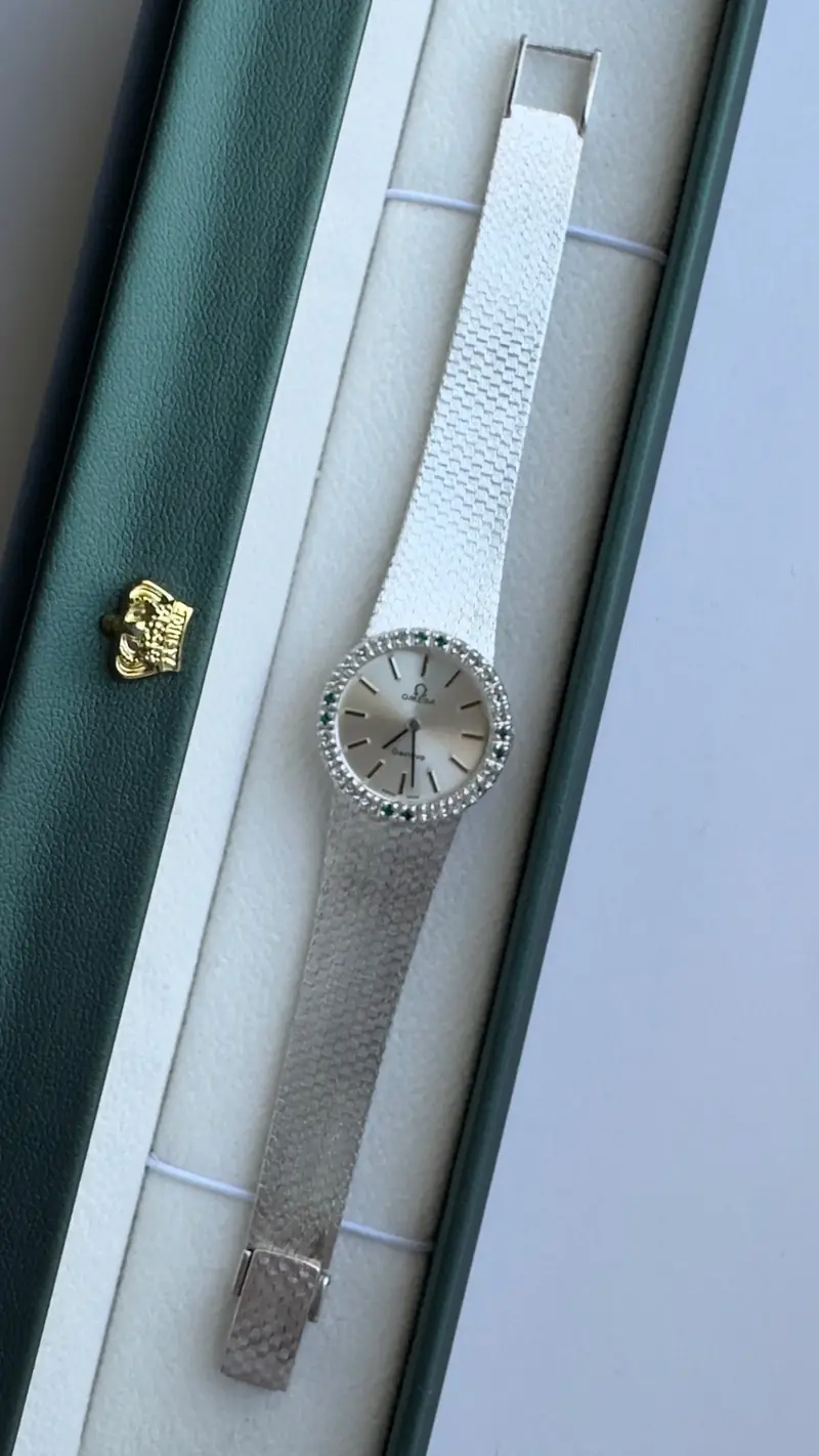 Omega Genève Diamond & Emerald Silver-Tone Bracelet Watch — image 5