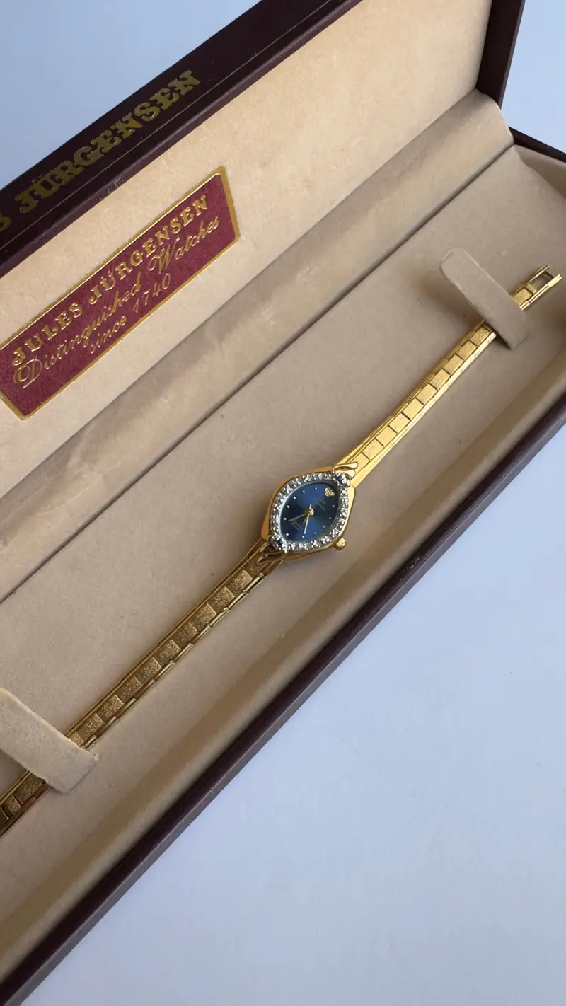 Jules Jurgensen Diamond-Set Blue Dial Gold-Tone Bracelet Watch