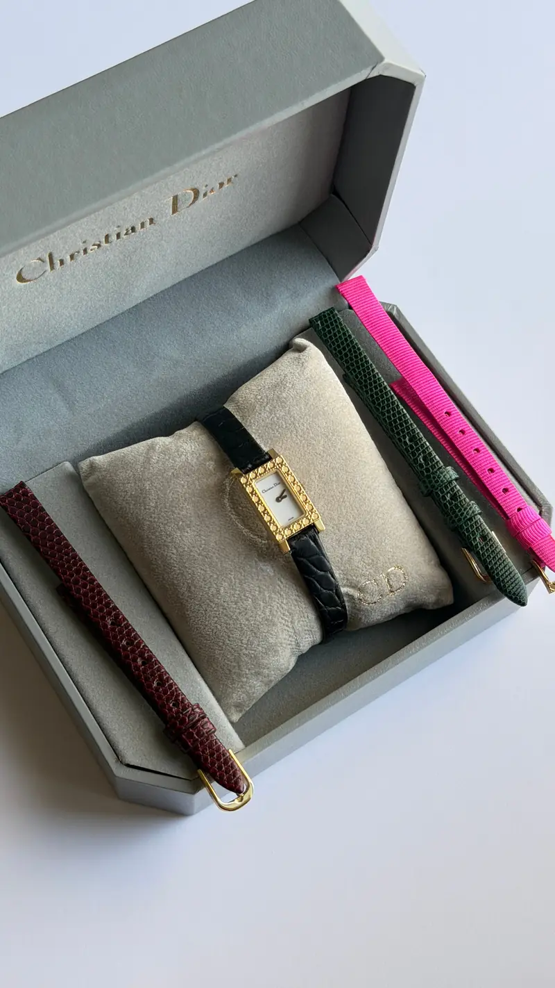 Christian Dior 18K Solid Gold Rectangular Watch — image 1