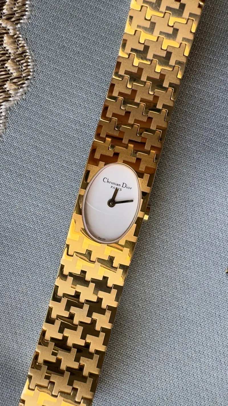Christian Dior Geometric Gold-Tone Bracelet Watch