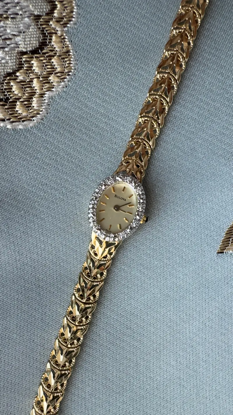 Luxurious Bulova 14K Gold Diamond Watch