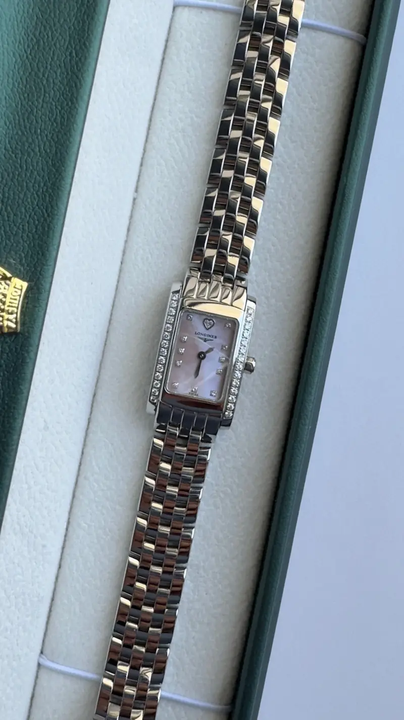 Longines Diamond-Set Pink Mother-of-Pearl Rectangular Watch — image 4
