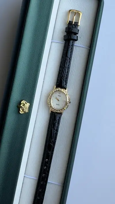 Seiko Exceline Diamond-Set Gold-Tone Watch 5