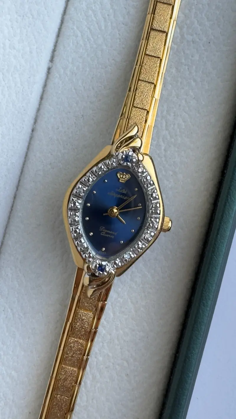 Jules Jurgensen Diamond-Set Blue Dial Gold-Tone Bracelet Watch — image 2