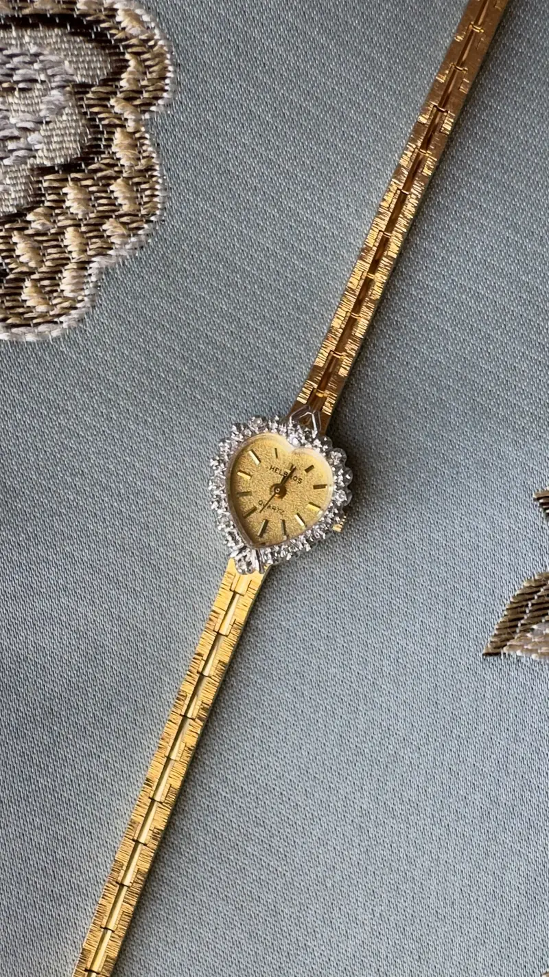Helbros Heart-Shaped Gold-Tone Watch