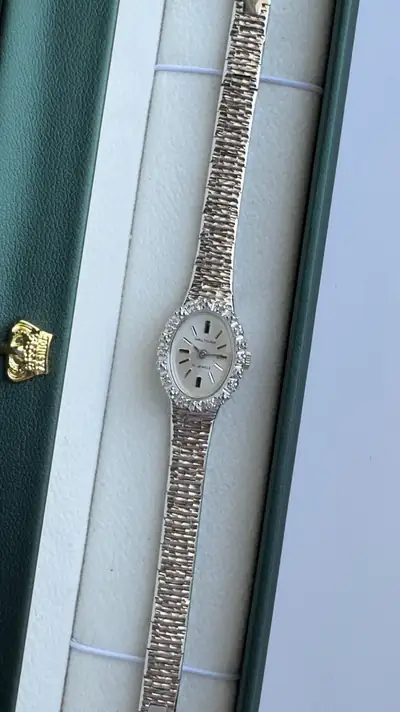 Waltham Diamond-Set Oval Silver-Tone Bracelet Watch 5