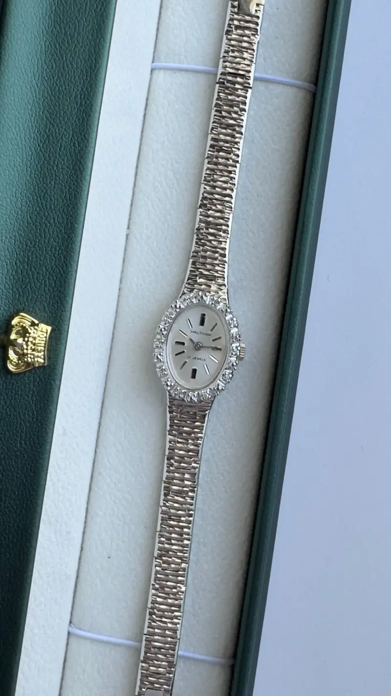 Waltham Diamond-Set Oval Silver-Tone Bracelet Watch — image 5