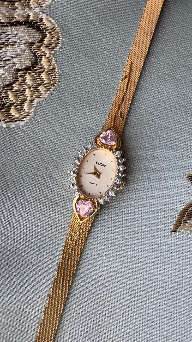 Elgin Vintage Zircon Heart Watch