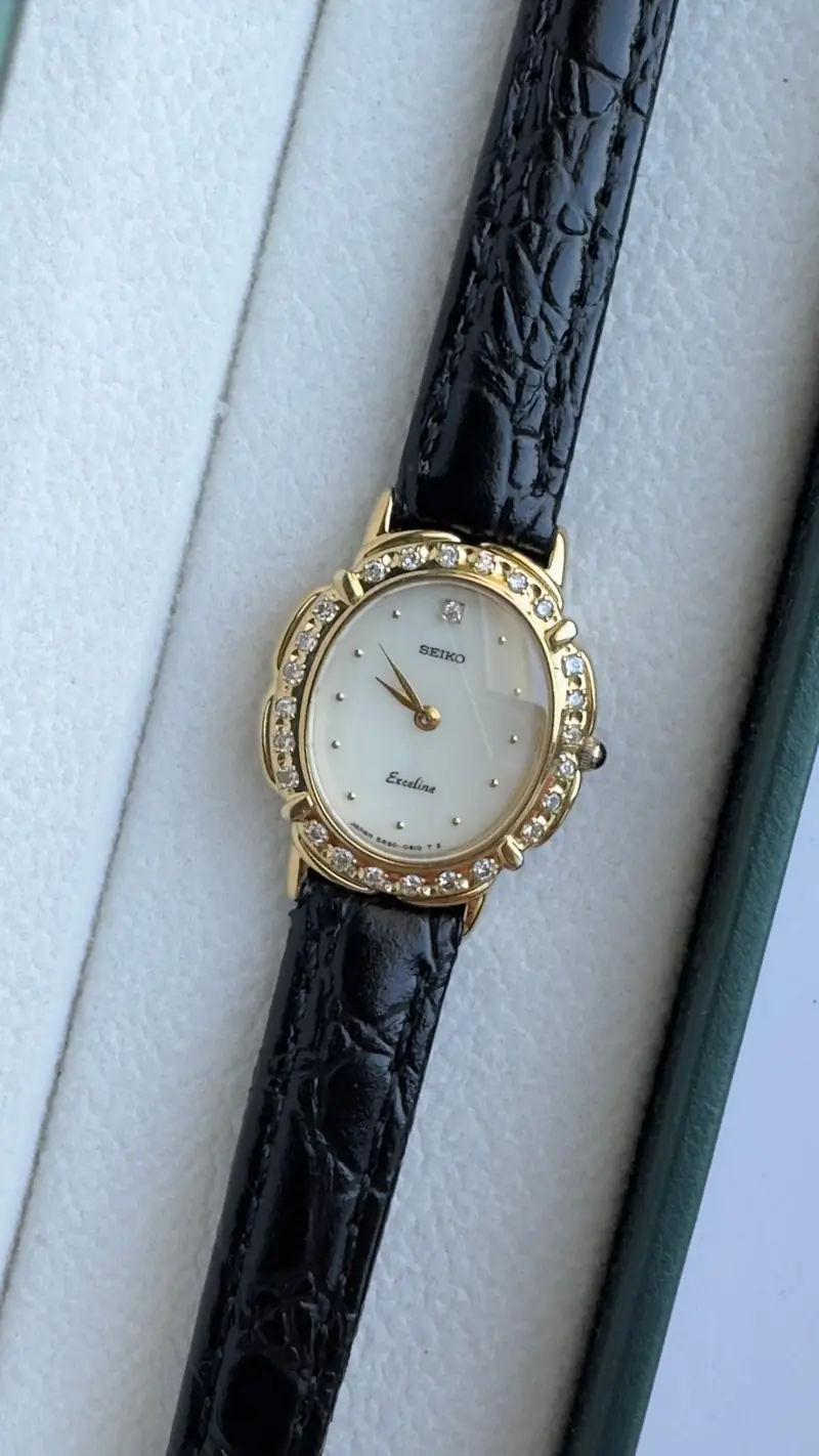 Seiko Exceline Diamond-Set Gold-Tone Watch — image 3