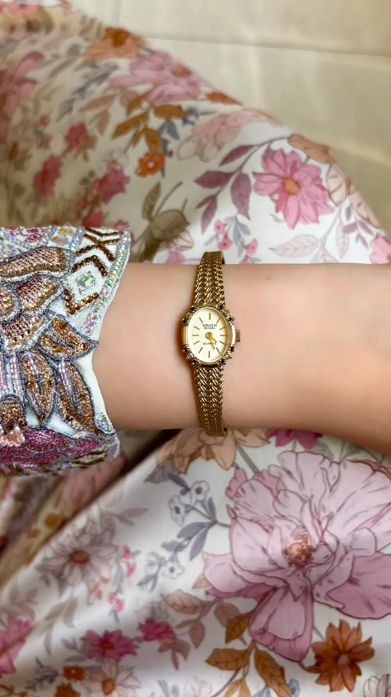 Gruen Precision Diamond & Sapphire Oval Bracelet Watch — image 6