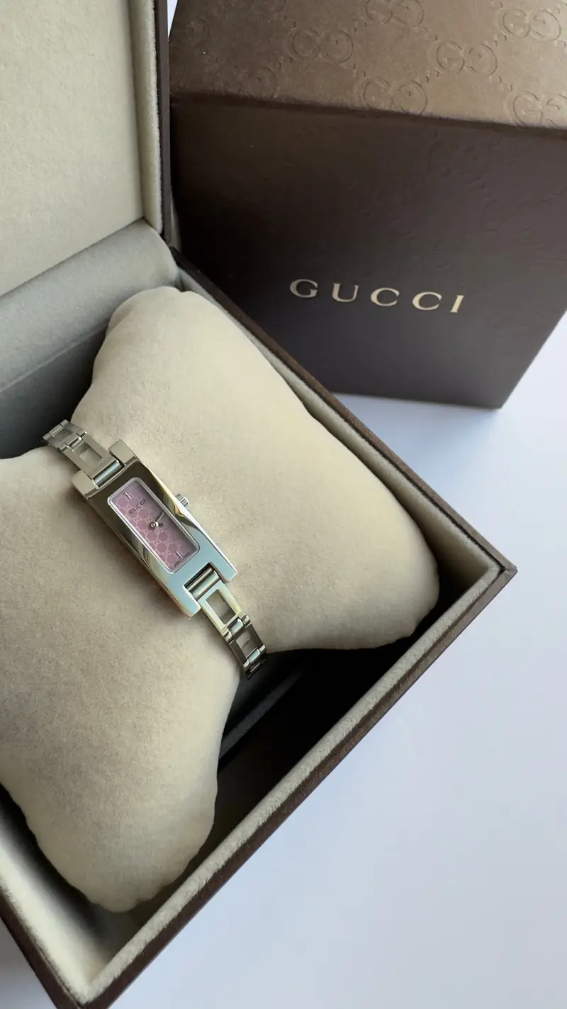 Gucci Pink GG Monogram Link Bracelet Watch