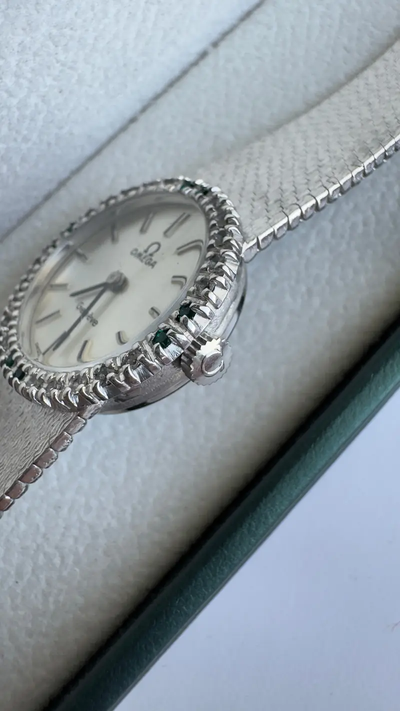 Omega Genève Diamond & Emerald Silver-Tone Bracelet Watch — image 6