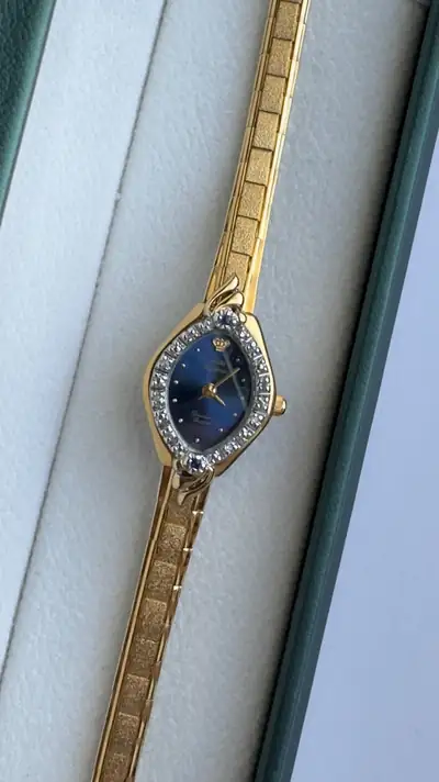 Jules Jurgensen Diamond-Set Blue Dial Gold-Tone Bracelet Watch 4